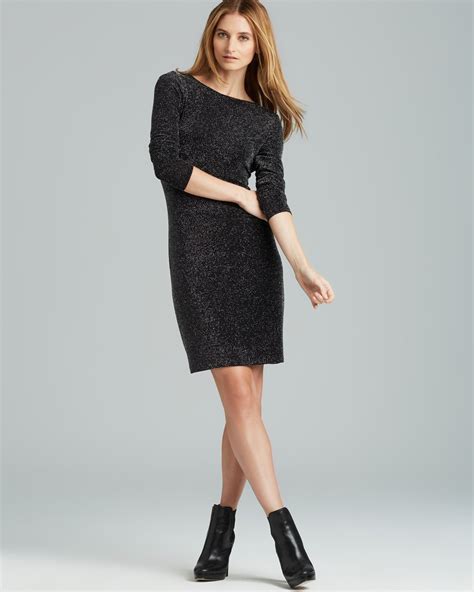 michael kors black long sleeve dress|Michael Kors black studded dress.